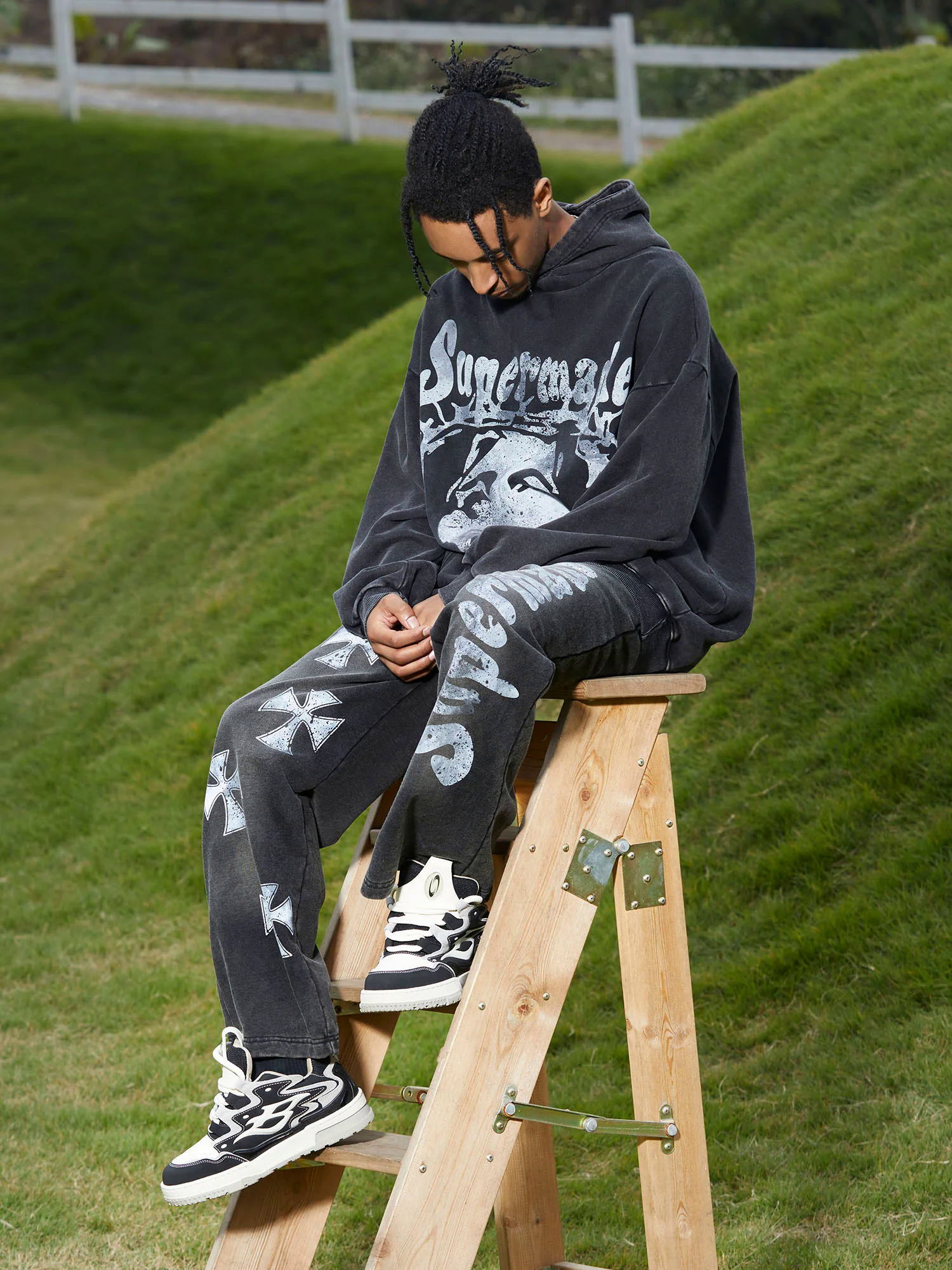 Heavy Washed Jesus Graphic Hoodie - 1973