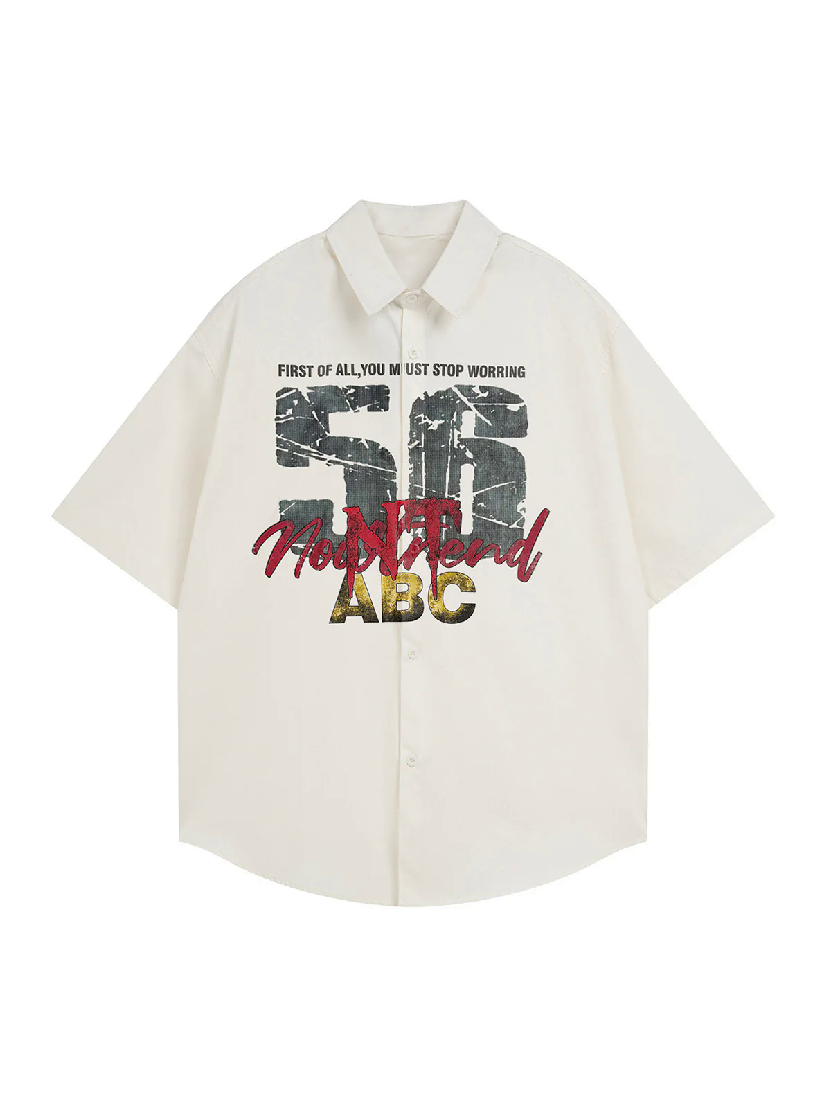 Retro Letter Print Short Sleeve Shirt