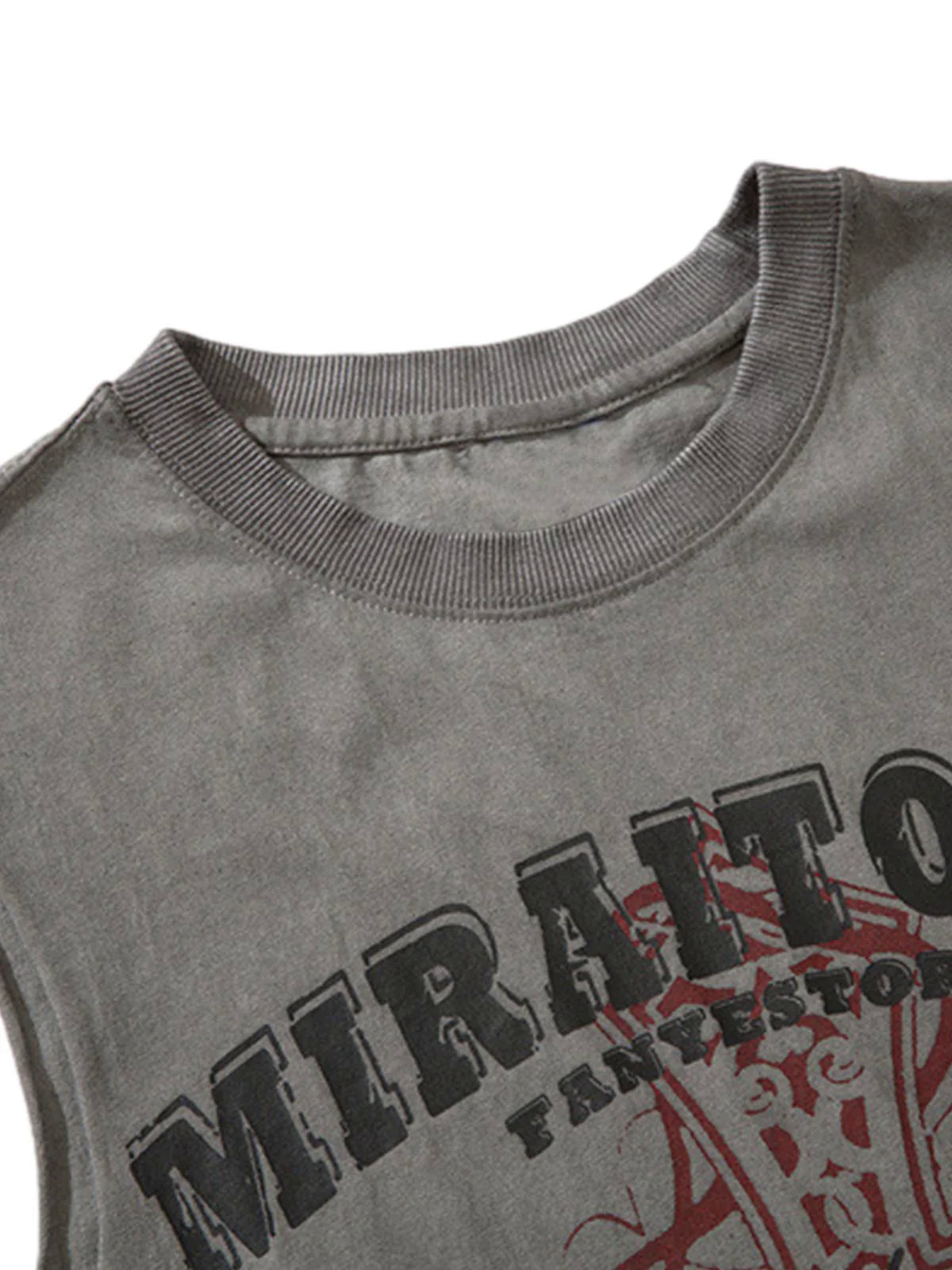 Distressed Ripped Graphic Cross Print Vest