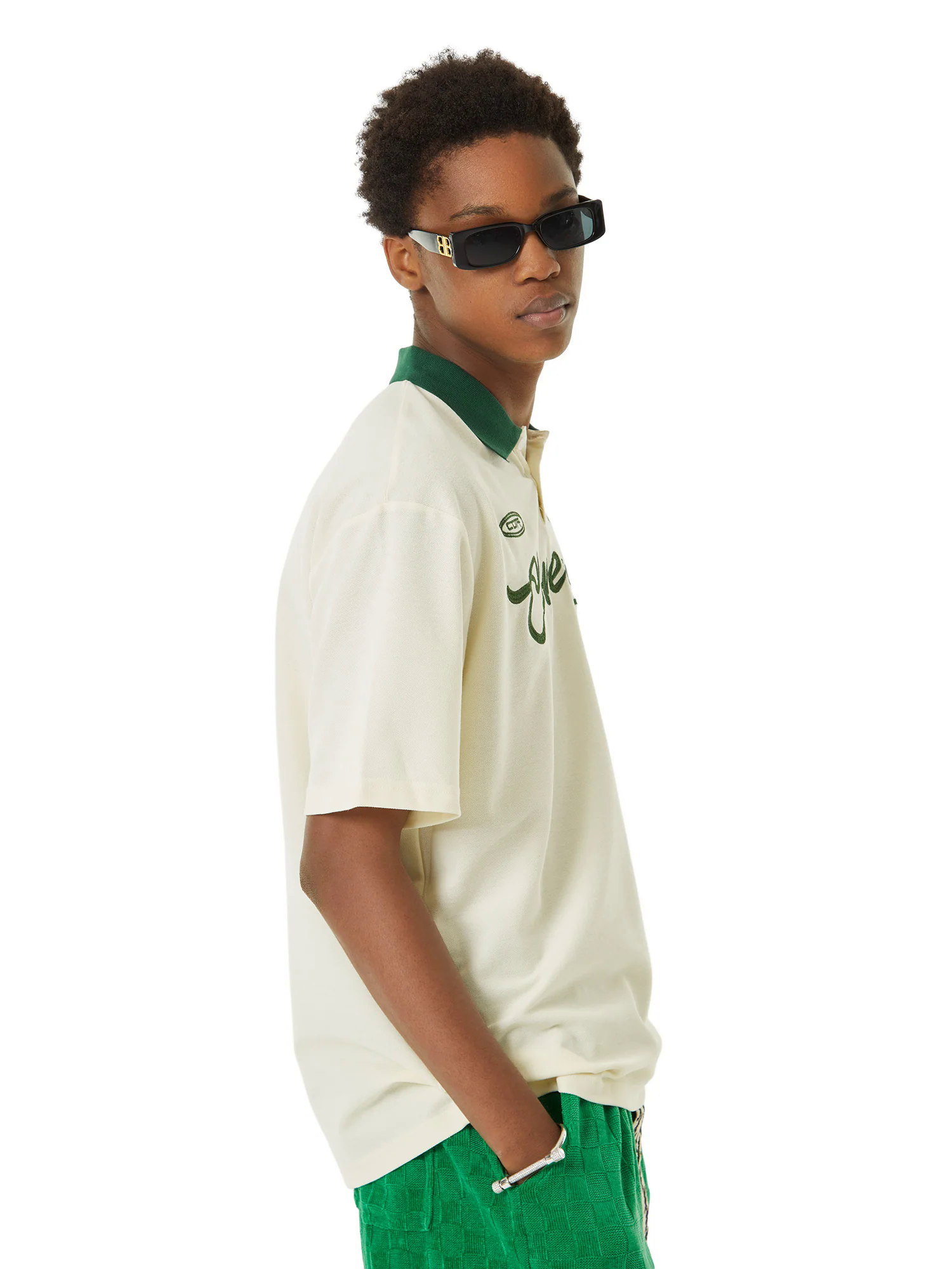 Letter Embroidered Polo Shirt - 1589
