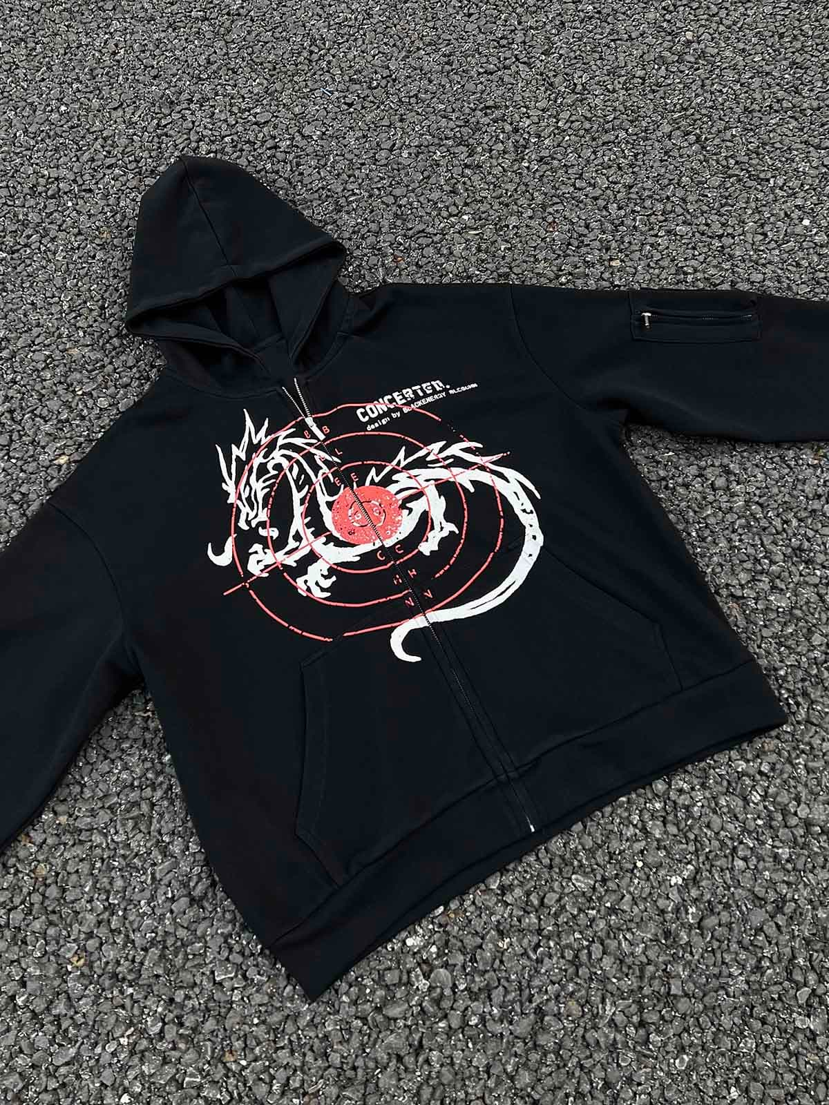 Dark Horse Print Cardigan Zip Up Hoodie Dark Horse Print Cardigan Zip Up Hoodie