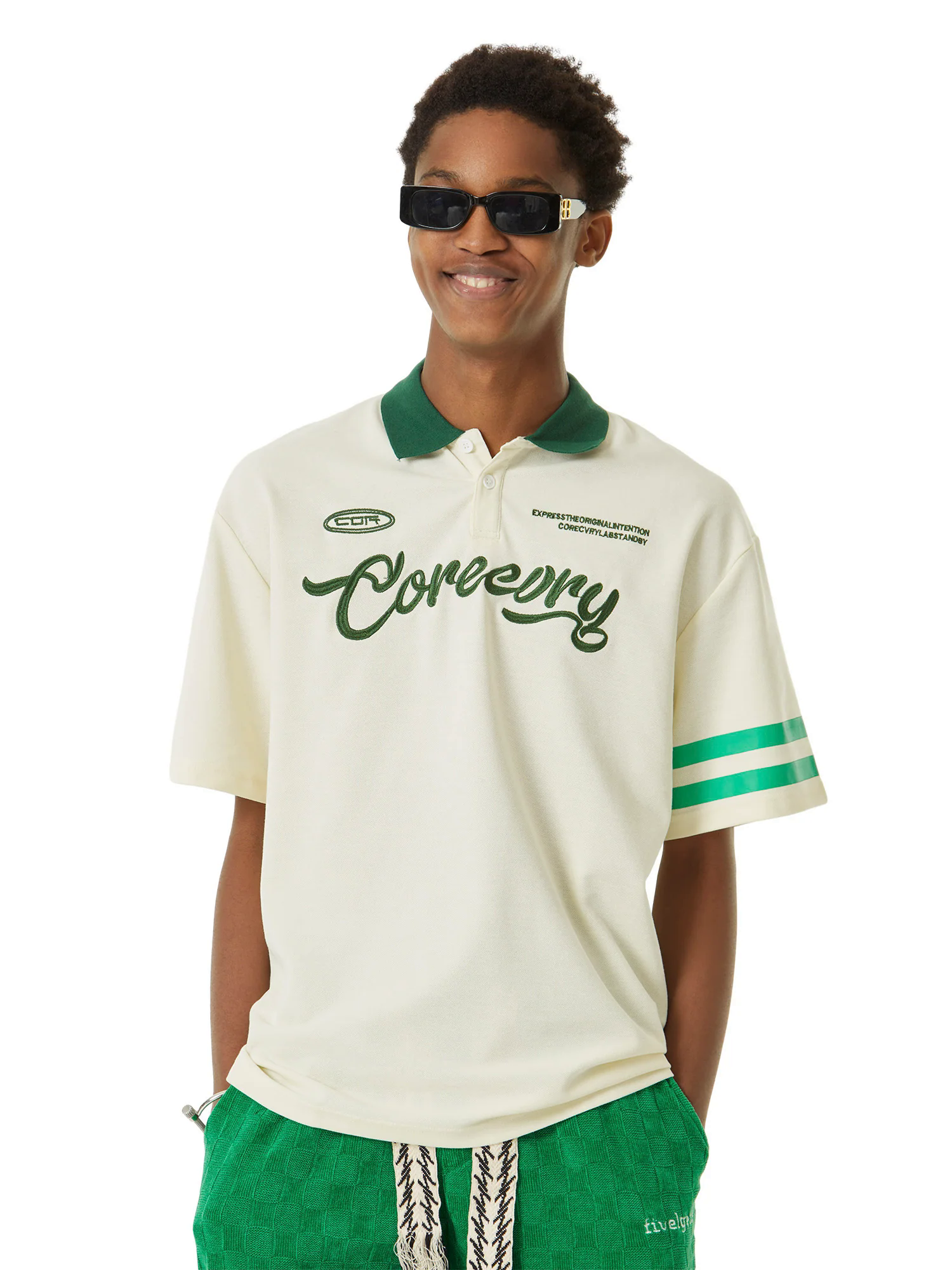 Letter Embroidered Polo Shirt - 1589