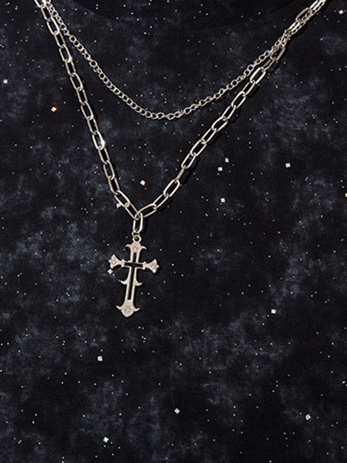 Retro Rhinestone Cross Chain Vest