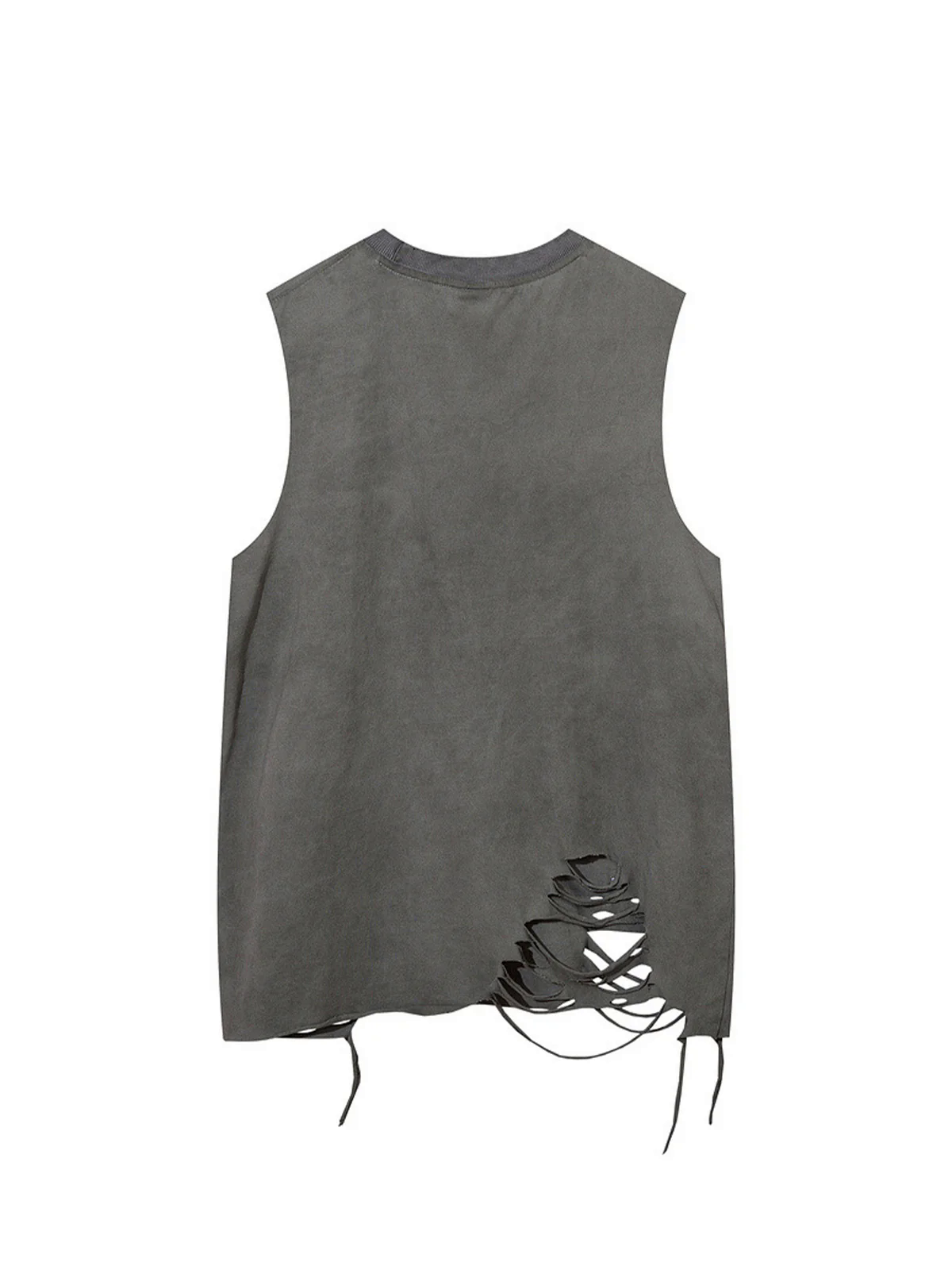 Distressed Ripped Graphic Cross Print Vest