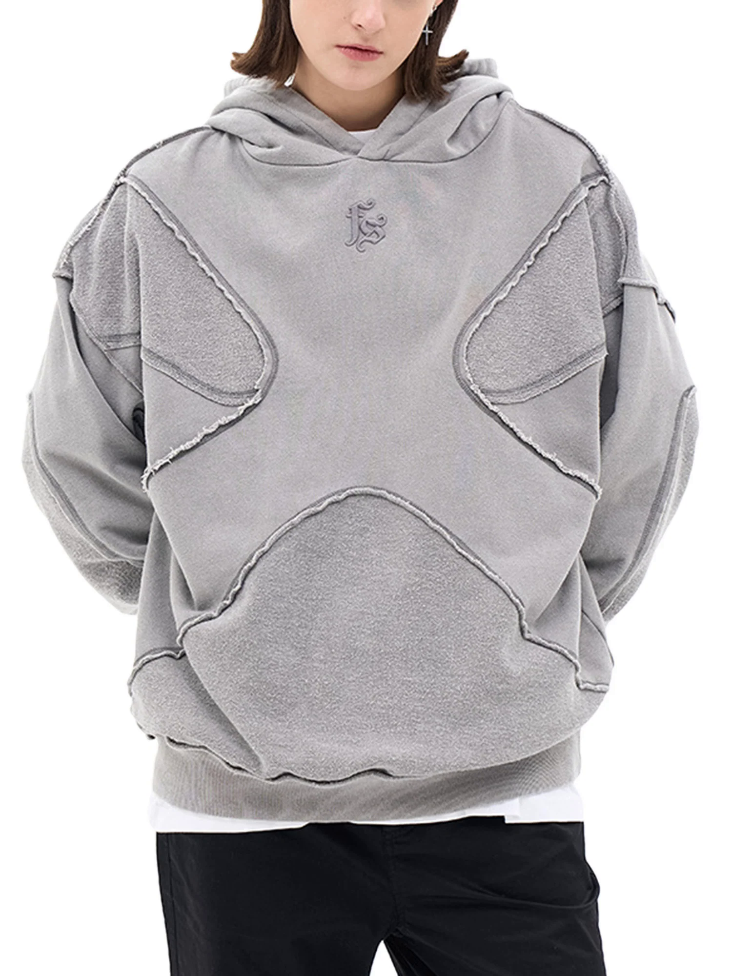 Washed Splicing Hoodie - 1985