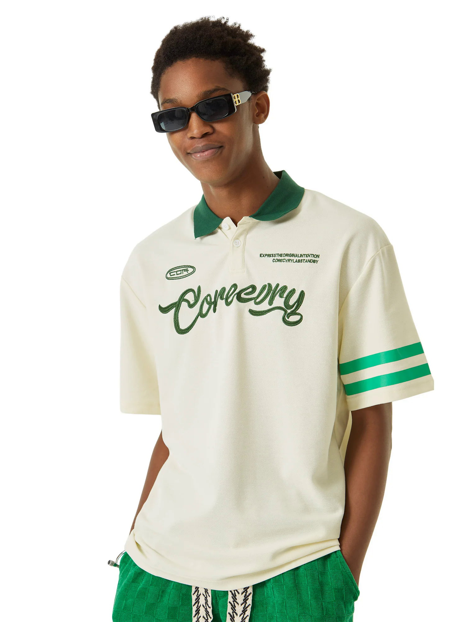 Letter Embroidered Polo Shirt - 1589