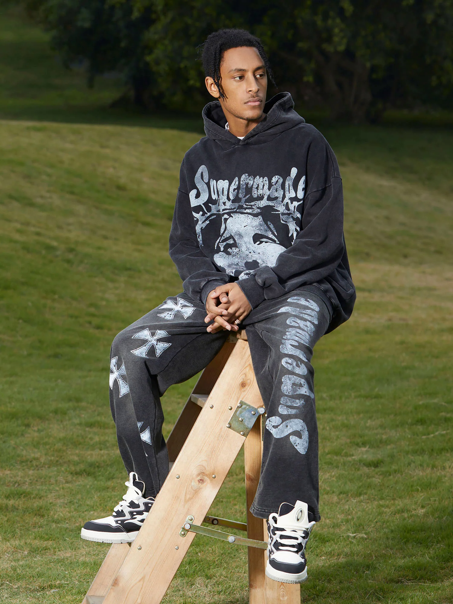 Heavy Washed Jesus Graphic Hoodie - 1973