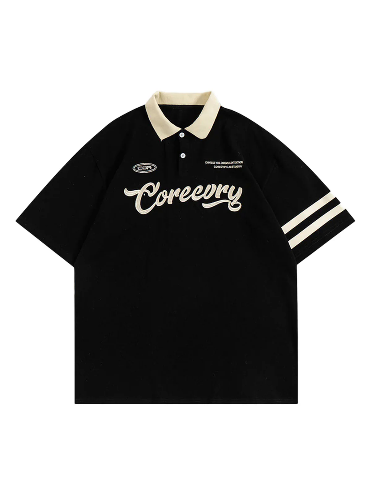 Letter Embroidered Polo Shirt - 1589