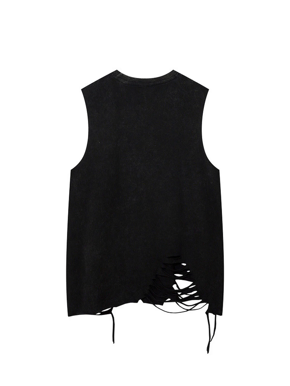Distressed Ripped Graphic Cross Print Vest